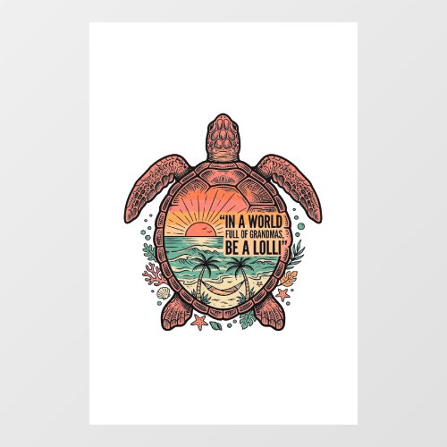 Funny Grandma Turtle Beach Vintage Shirt Design_1 Window Cling