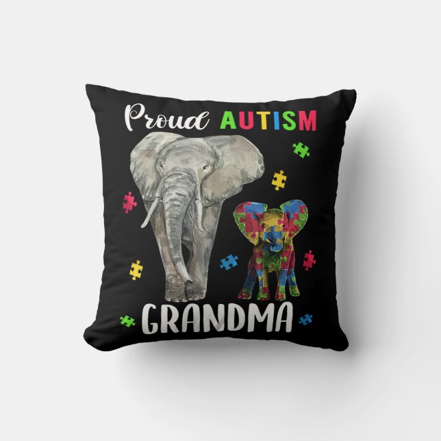 Funny Grandmas Autism Awareness Tshirt For Women.  Throw Pillow (Front)