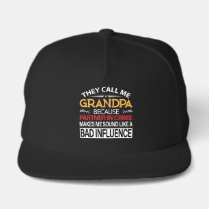 Funny Grandpa bad influence word art  Snap Back Hat