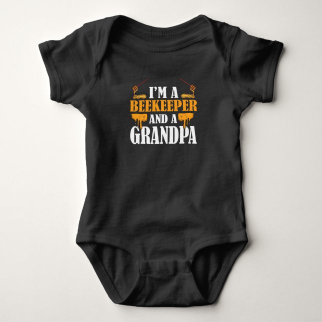 Funny Grandpa Beekeeper Grandfather Honey Lover Baby Bodysuit (Front)