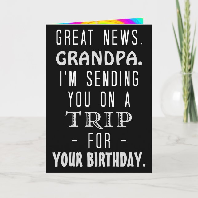 Funny Grandpa Birthday Trip Retro Hippie Humor Card (Front)