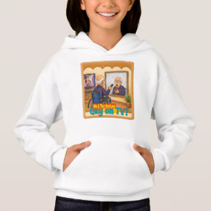 Funny Grandpa Confusing Mirror with TV Drawing Hoodie