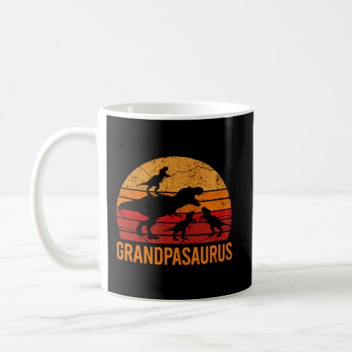 Funny Grandpa Dinosaur Daddy Gift 3 Three Kids Gra Coffee Mug