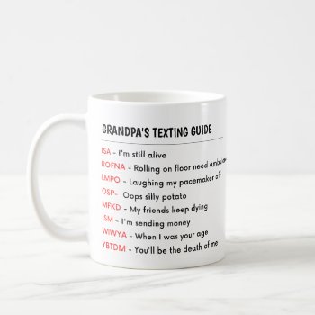 FUNNY Grandpa Grandma Grandparent TEXTING GUIDE Coffee Mug
