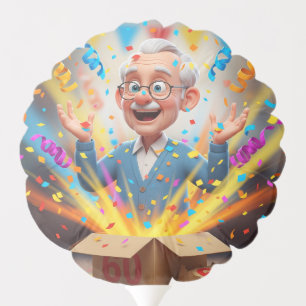 Funny Grandpa in Birthday Confetti Storm 60th Balloon