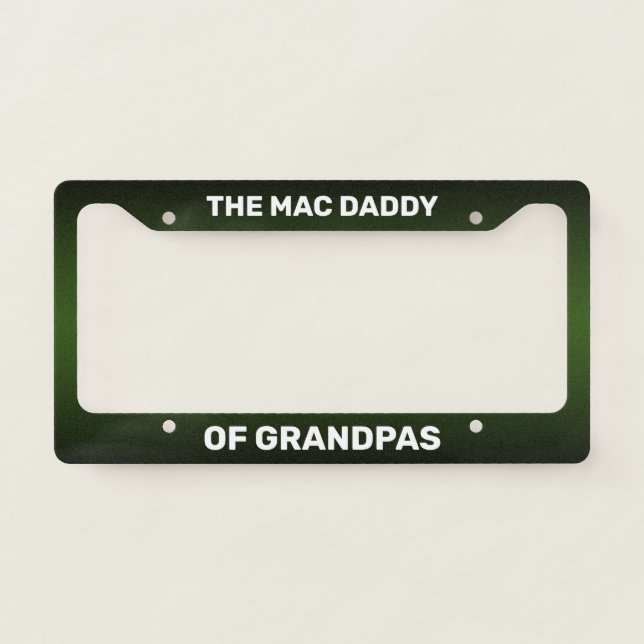 Funny GRANDPA in White on Green and Black Gradient License Plate Frame (Front)