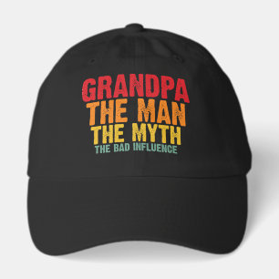 Funny Grandpa man myth bad influence word art  Hat