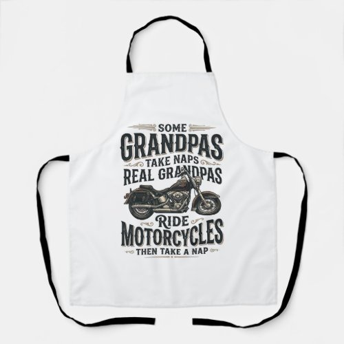 Funny Grandpa Motorcycle Nap Vintage Vector Design Apron