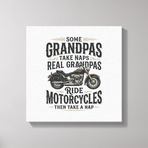 Funny Grandpa Motorcycle Nap Vintage Vector Design Canvas Print