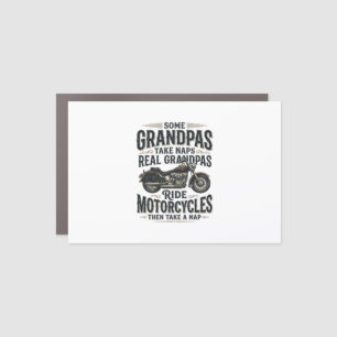 Funny Grandpa Motorcycle Nap Vintage Vector Design Car Magnet