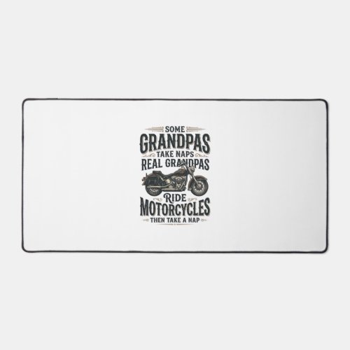 Funny Grandpa Motorcycle Nap Vintage Vector Design Desk Mat