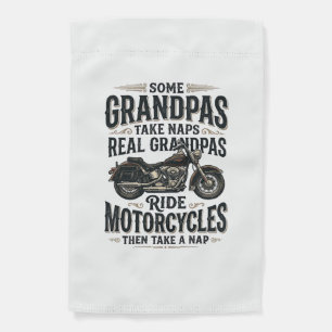 Funny Grandpa Motorcycle Nap Vintage Vector Design Garden Flag