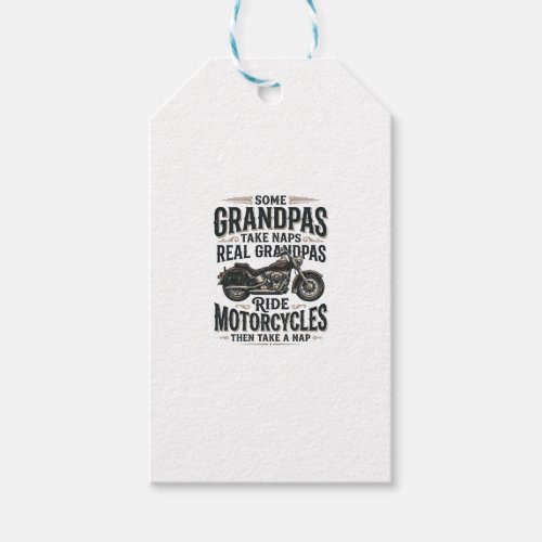 Funny Grandpa Motorcycle Nap Vintage Vector Design Gift Tags
