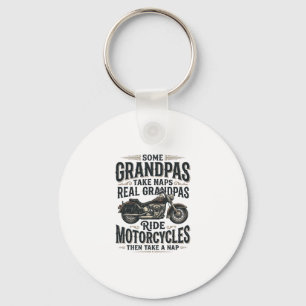 Funny Grandpa Motorcycle Nap Vintage Vector Design Keychain