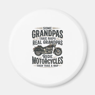 Funny Grandpa Motorcycle Nap Vintage Vector Design Magnet