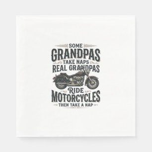 Funny Grandpa Motorcycle Nap Vintage Vector Design Napkins