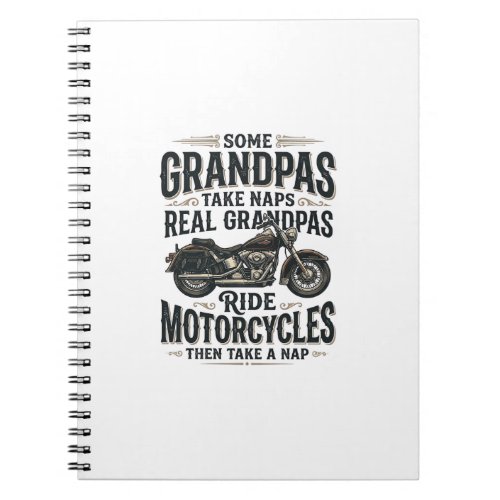 Funny Grandpa Motorcycle Nap Vintage Vector Design Notebook
