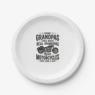 Funny Grandpa Motorcycle Nap Vintage Vector Design Paper Plates