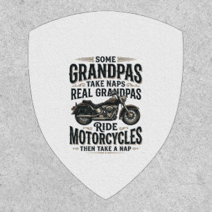 Funny Grandpa Motorcycle Nap Vintage Vector Design Patch