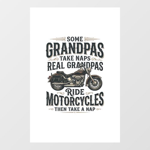 Funny Grandpa Motorcycle Nap Vintage Vector Design Window Cling