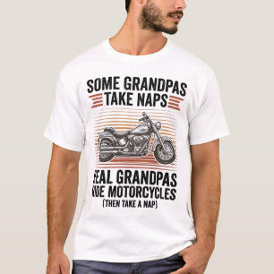 Funny Grandpa Motorcycle Vintage Engraving T-Shirt
