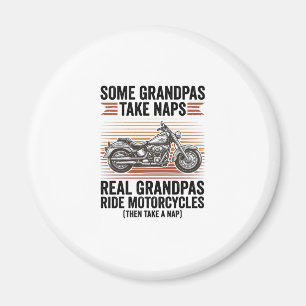 Funny Grandpa Motorcycle Vintage Engraving T-Shirt Magnet
