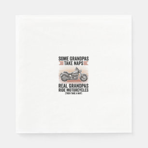 Funny Grandpa Motorcycle Vintage Engraving T-Shirt Napkins