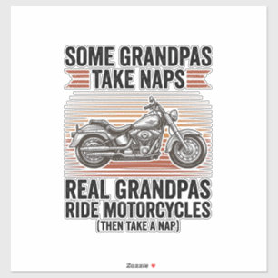 Funny Grandpa Motorcycle Vintage Engraving T-Shirt Sticker