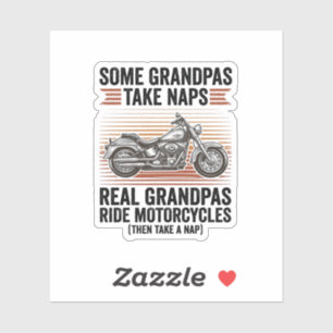 Funny Grandpa Motorcycle Vintage Engraving T-Shirt Sticker