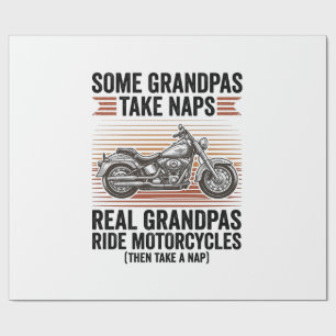 Funny Grandpa Motorcycle Vintage Engraving T-Shirt Wrapping Paper