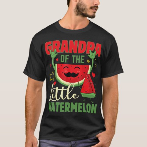 Funny Grandpa Of The Little Watermelon Tropical Fr T_Shirt