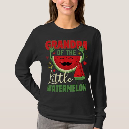 Funny Grandpa Of The Little Watermelon Tropical Fr T_Shirt