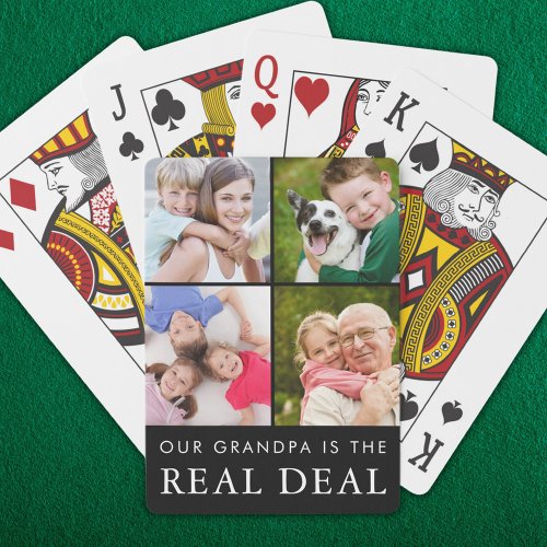 Funny Grandpa Saying Grandchildren Photo Collage Playing Cards