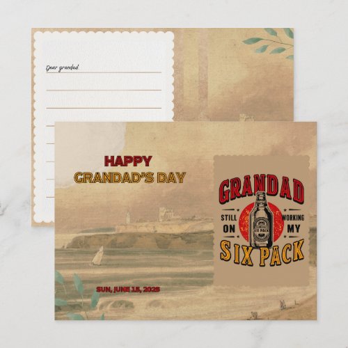 Funny Grandpa Six Pack Postcard - Father's Day