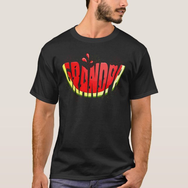 Funny Grandpa Watermelon Tropical Fruit Summer Vac T-Shirt (Front)