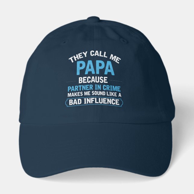 Funny Grandpa word art bad influence Hat (Front)