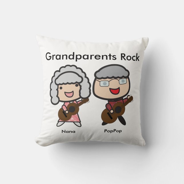 Funny Grandparents Rock Guitar Personalize Throw Pillow (Front)