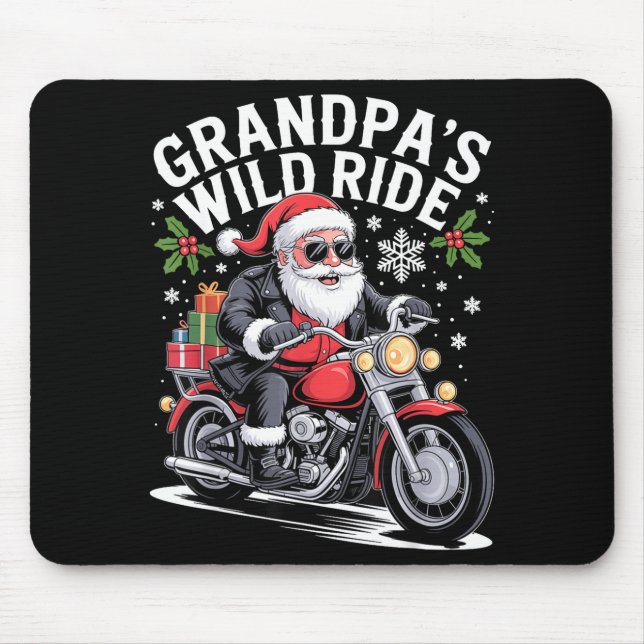 Funny Grandpa's Biker Ride Christmas Motorcycle Sa Mouse Pad (Front)
