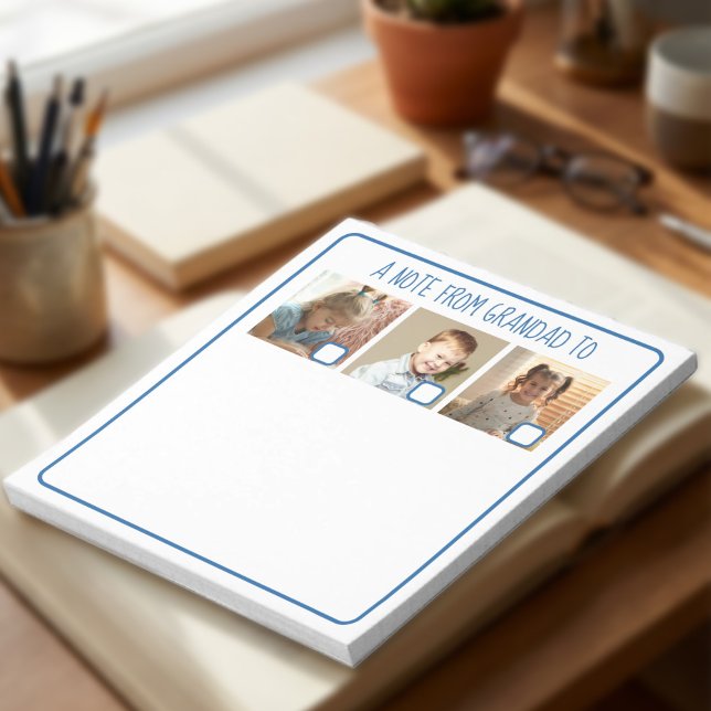 Funny Grandpa's Note to Grandchildren 3 Photo (Personalized Photo notepad with semi-opaque full page photo and editable wording)