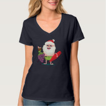 Funny Grape Santa Claus With Surf Board Apparel Gr T-Shirt