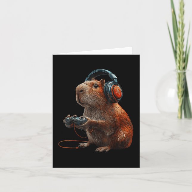 Funny Graphic Capybara Video Games For Gamer  Card (Front)