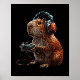 Funny Graphic Capybara Video Games For Gamer Poster