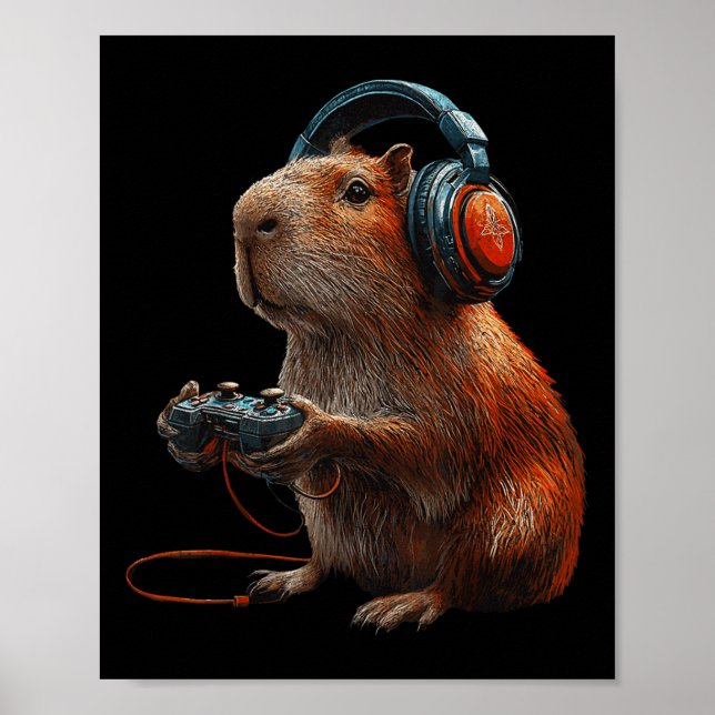 Funny Graphic Capyra Video Games For Gamer 1  Poster (Front)