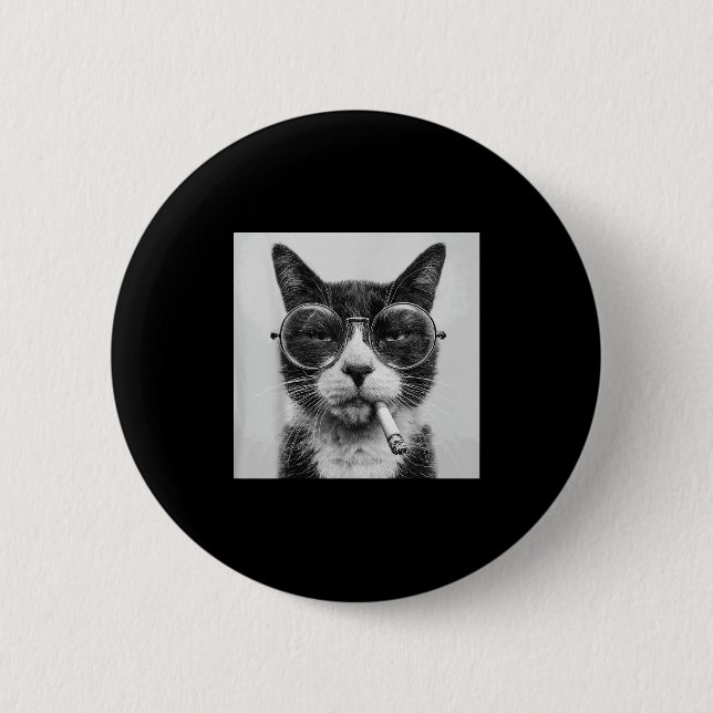 Funny Graphic Cat Smoking Adult Funny _1  Button (Front)