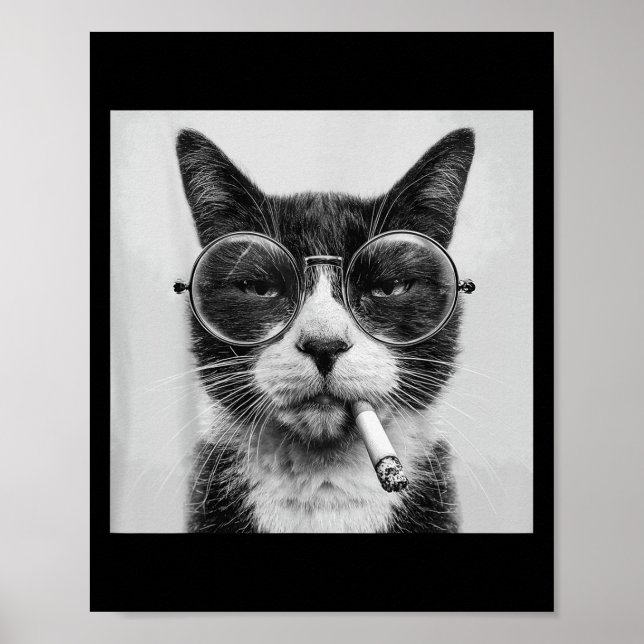 Funny Graphic Cat Smoking Adult Funny _1  Poster (Front)
