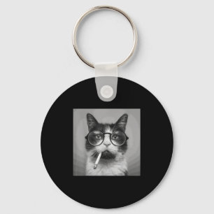 Funny Graphic Cat Smoking Adult Funny Keychain