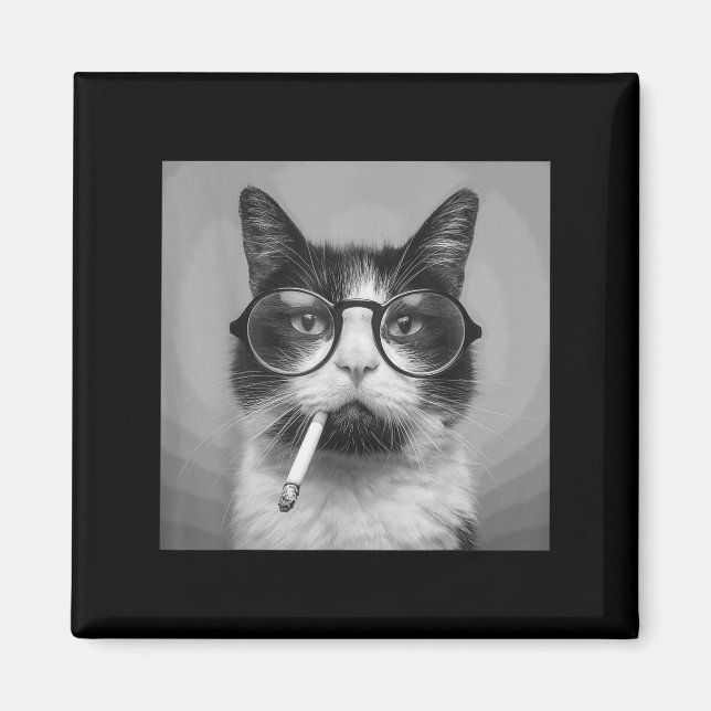 Funny Graphic Cat Smoking Adult Funny  Magnet (Front)