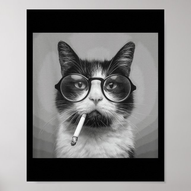 Funny Graphic Cat Smoking Adult Funny  Poster (Front)