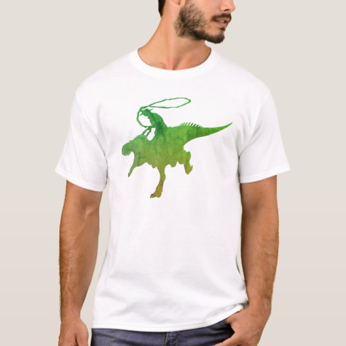 Funny Graphic Cowboy Wrangler Dinosaur   T_Shirt
