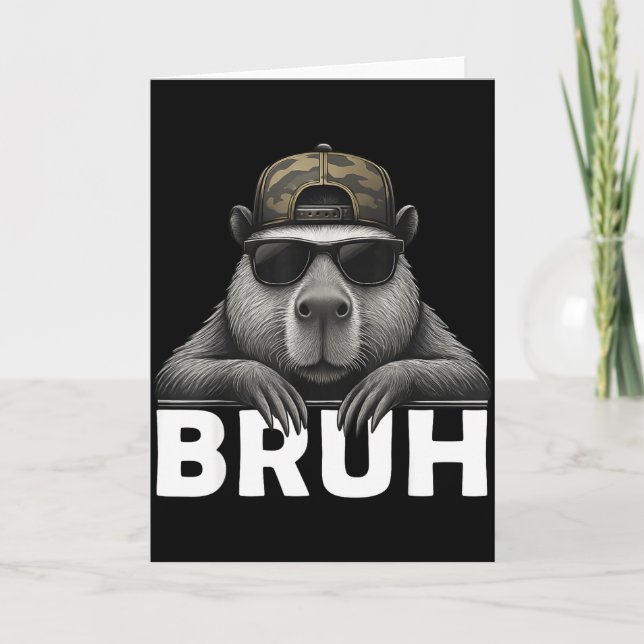 Funny Graphic Meme Capybara Bruh For Boys Girls Me Card (Front)